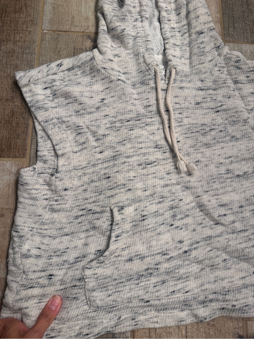 Women’s Marbled Sleeveless Hoodie & Shorts Lounge Set Gray Cozy Matching Set - Picture 3 of 12